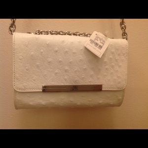 Brand new Badgley Mischka white leather crossbody